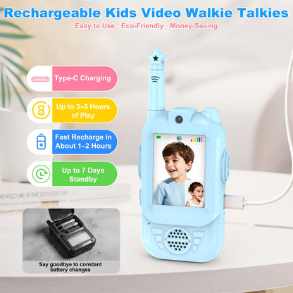 Pink and blue matching set of premium imported children walkie talkies with long range antennas