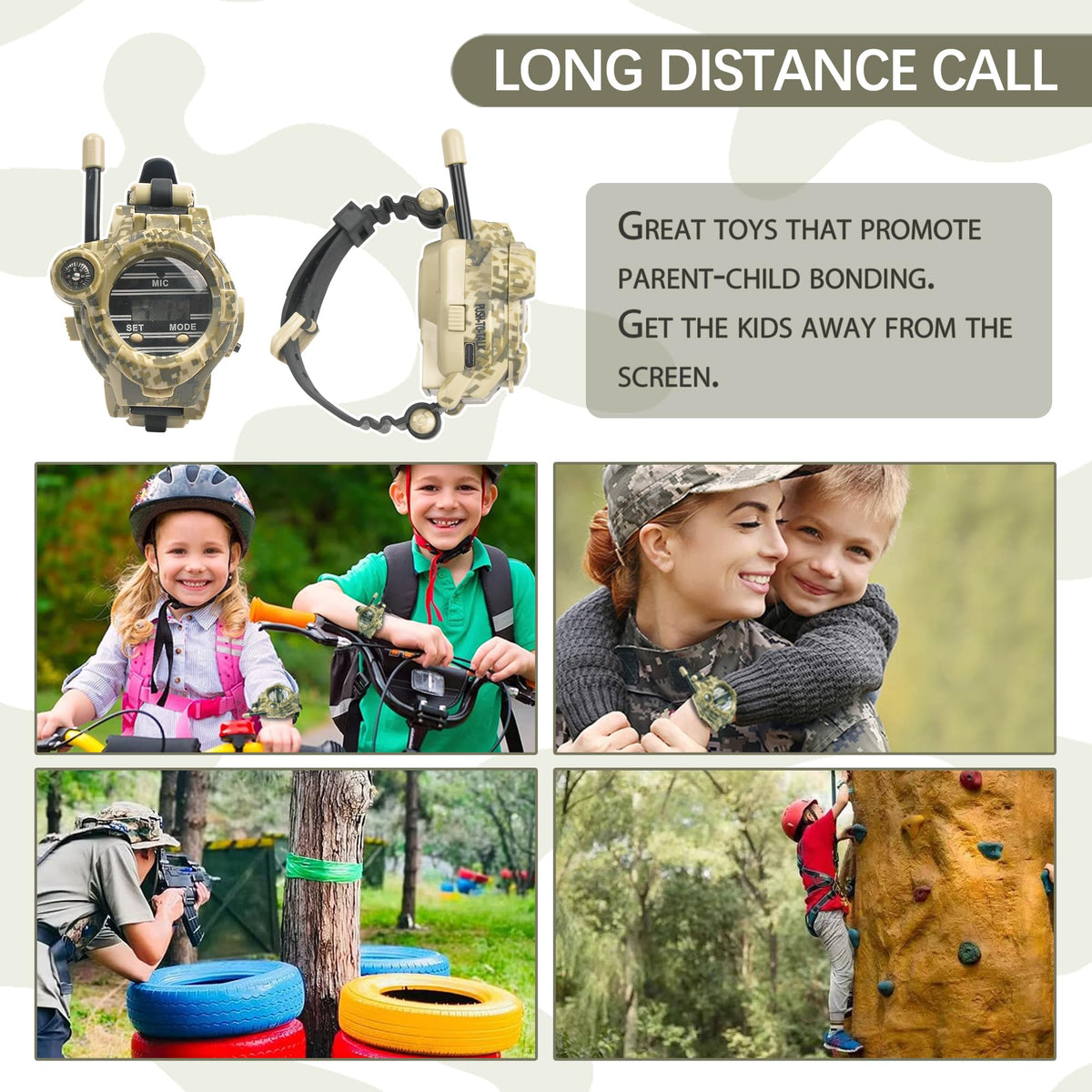 Cxjoigxi tactical army toy watch pack of two set showing both camouflage units ready for outdoor camping games.