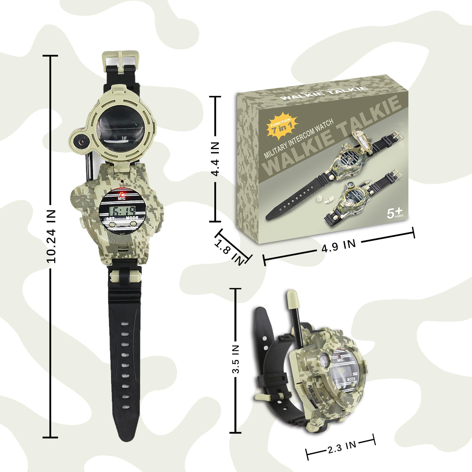 Cxjoigxi rechargeable kids interphone spy watch demonstrating the adjustable wrist strap and internal battery indicator.