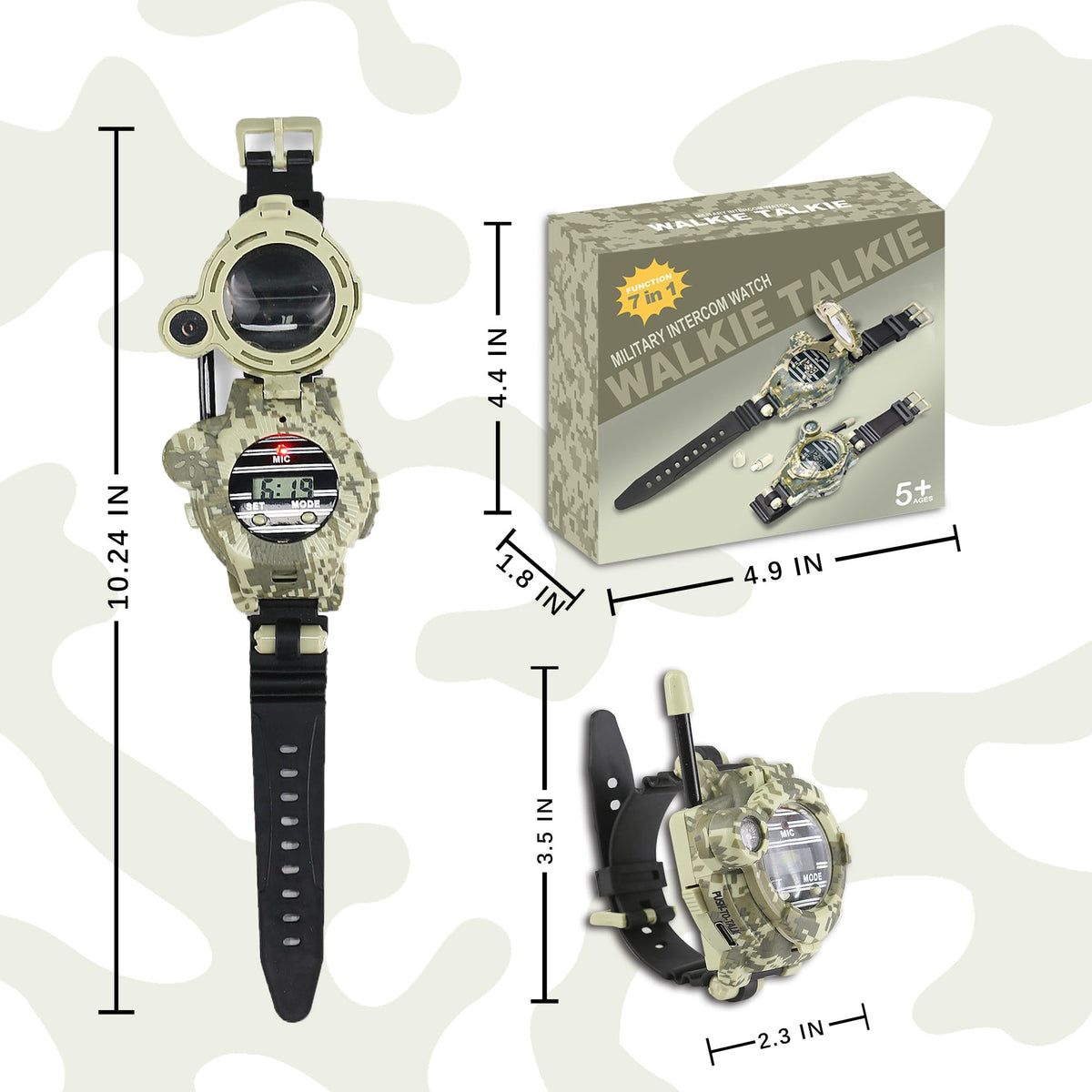 Cxjoigxi rechargeable kids interphone spy watch demonstrating the adjustable wrist strap and internal battery indicator.