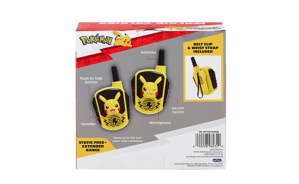 Yellow Pikachu themed two pack radios for indoor and outdoor adventures.