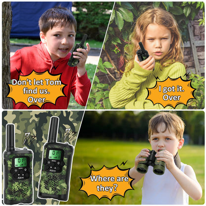 Aikmi two way radios for boys showing backlit LCD display screen