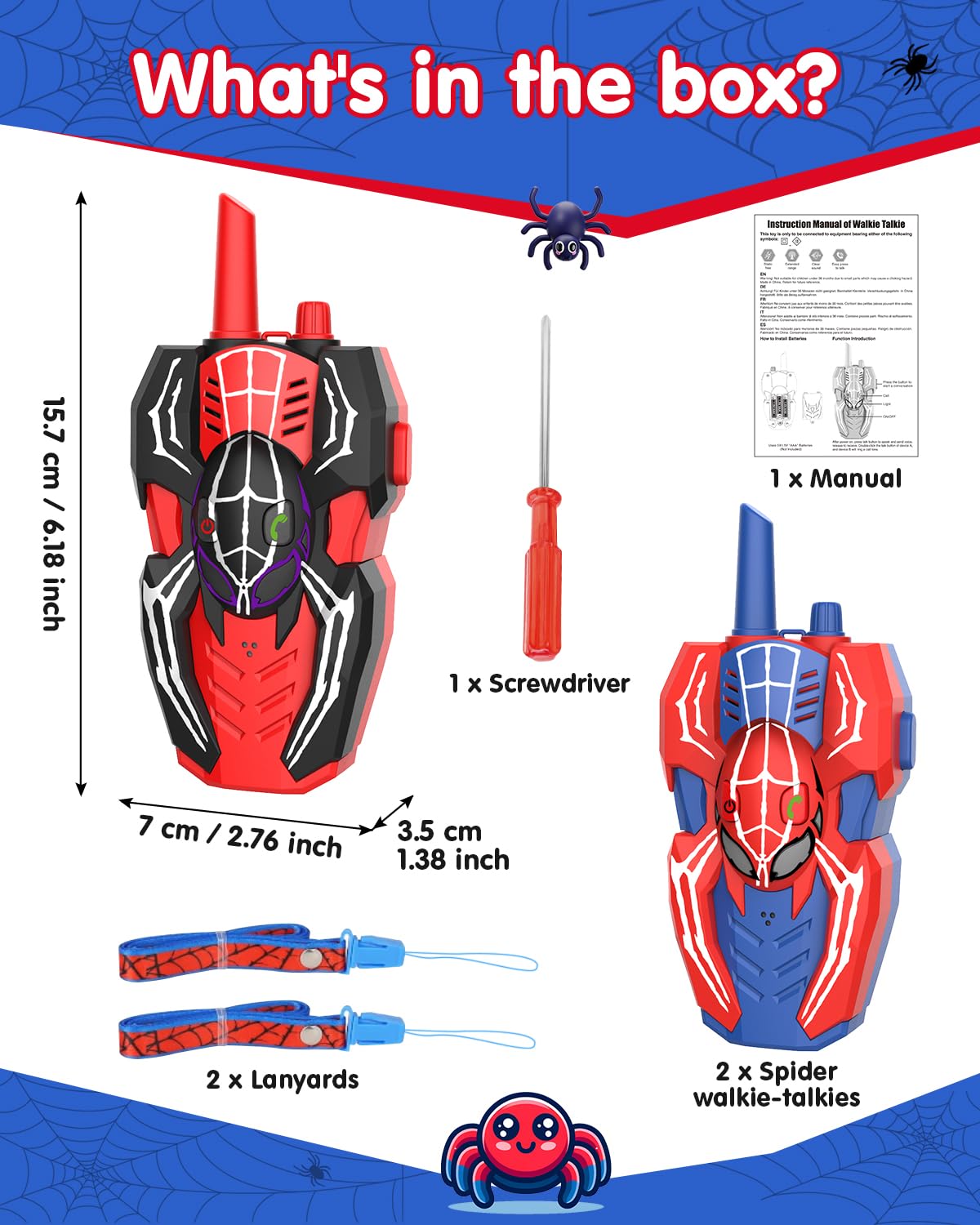 Humzo spider superhero walkie talkies demonstrating the drop resistant material from a five feet height