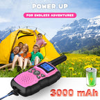 Pink and purple kids walkie talkies with lanyards