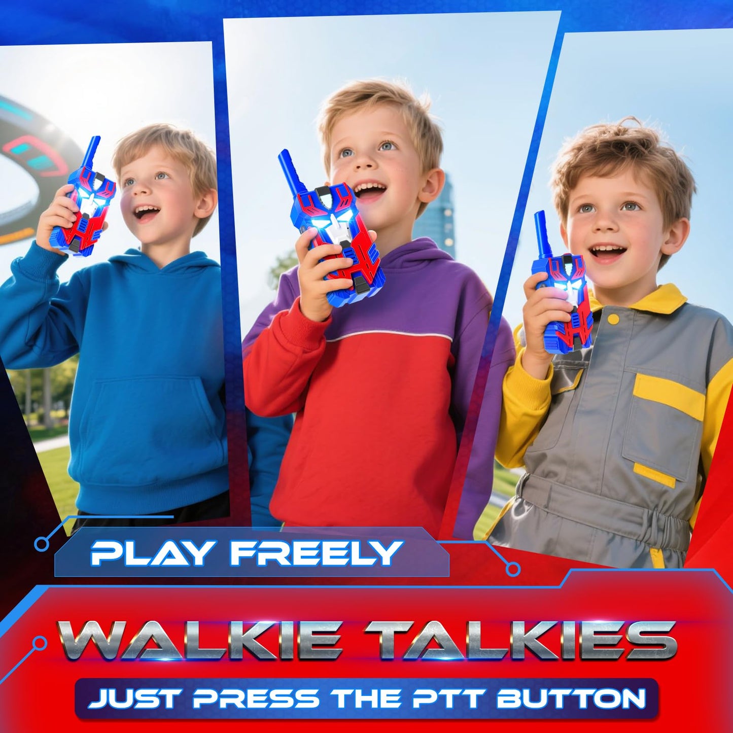 BTMBORY brand electronic adventure toys demonstrating the compact design ideal for backyard camping activities.