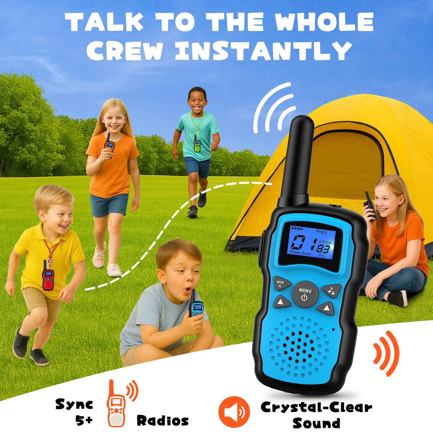 Wishouse family camping gear two way radio set with dual head USB charging cable