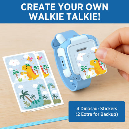 Rechargeable hands free walkie talkie toy displaying the built in flashlight feature for evening outdoor camping.