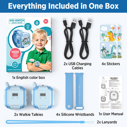 Complete packaging box of the Turoytip authentic USA imported wearable walkie talkie set for boys and girls.