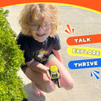Wishouse long range kids radios showing the built in flashlight and glowing display screen