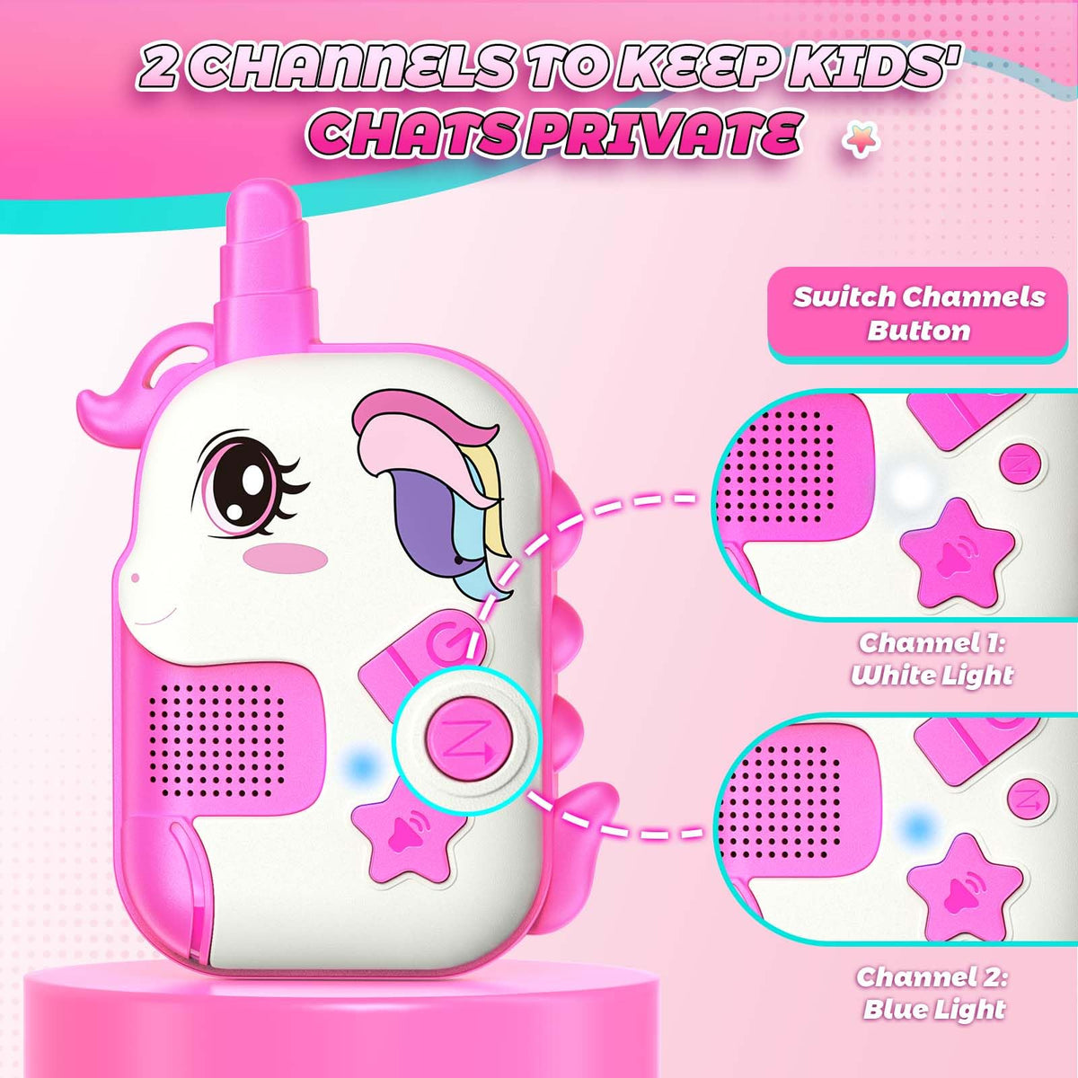 Shockproof purple and pink unicorn adventure toys with safe volume limits for kids
