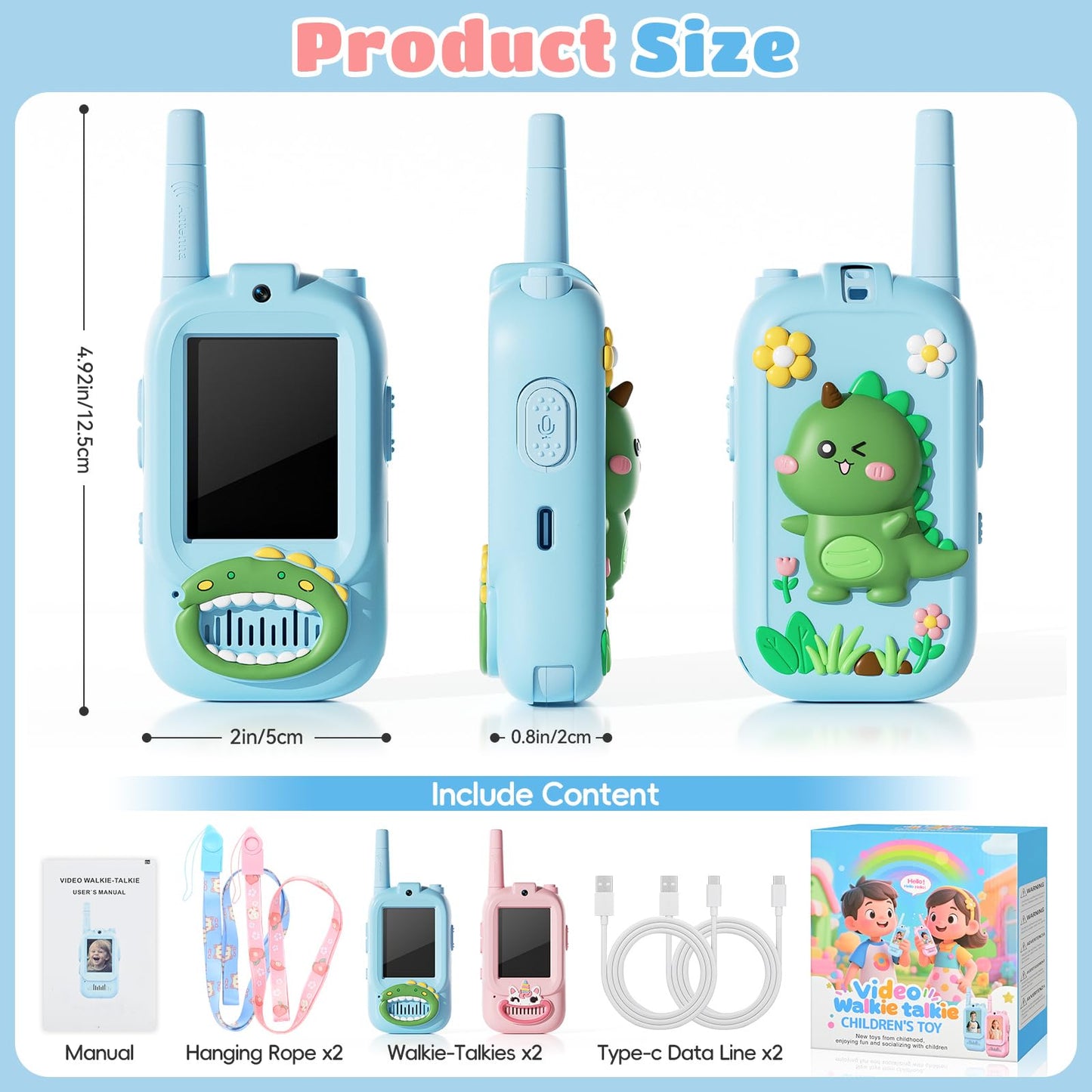 FHskFH children two way radio display showing real time video communication feature
