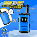 Durable blue walkie talkie twin pack showing lanyard loops for outdoor camping games