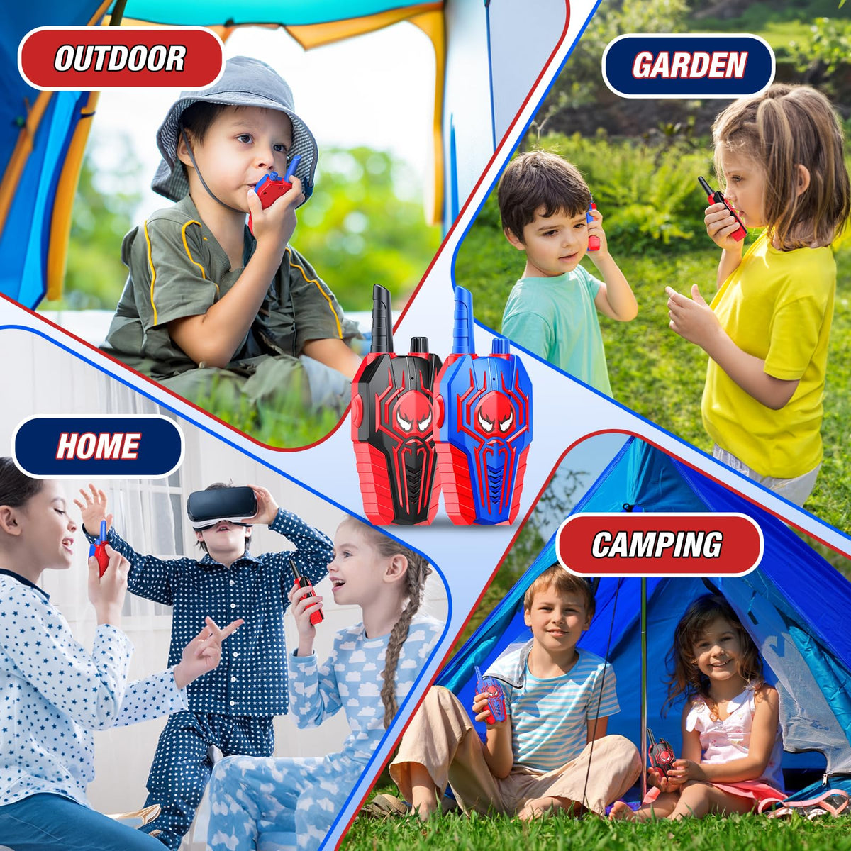 Spider design children communication toy highlighting the simple push to talk button feature