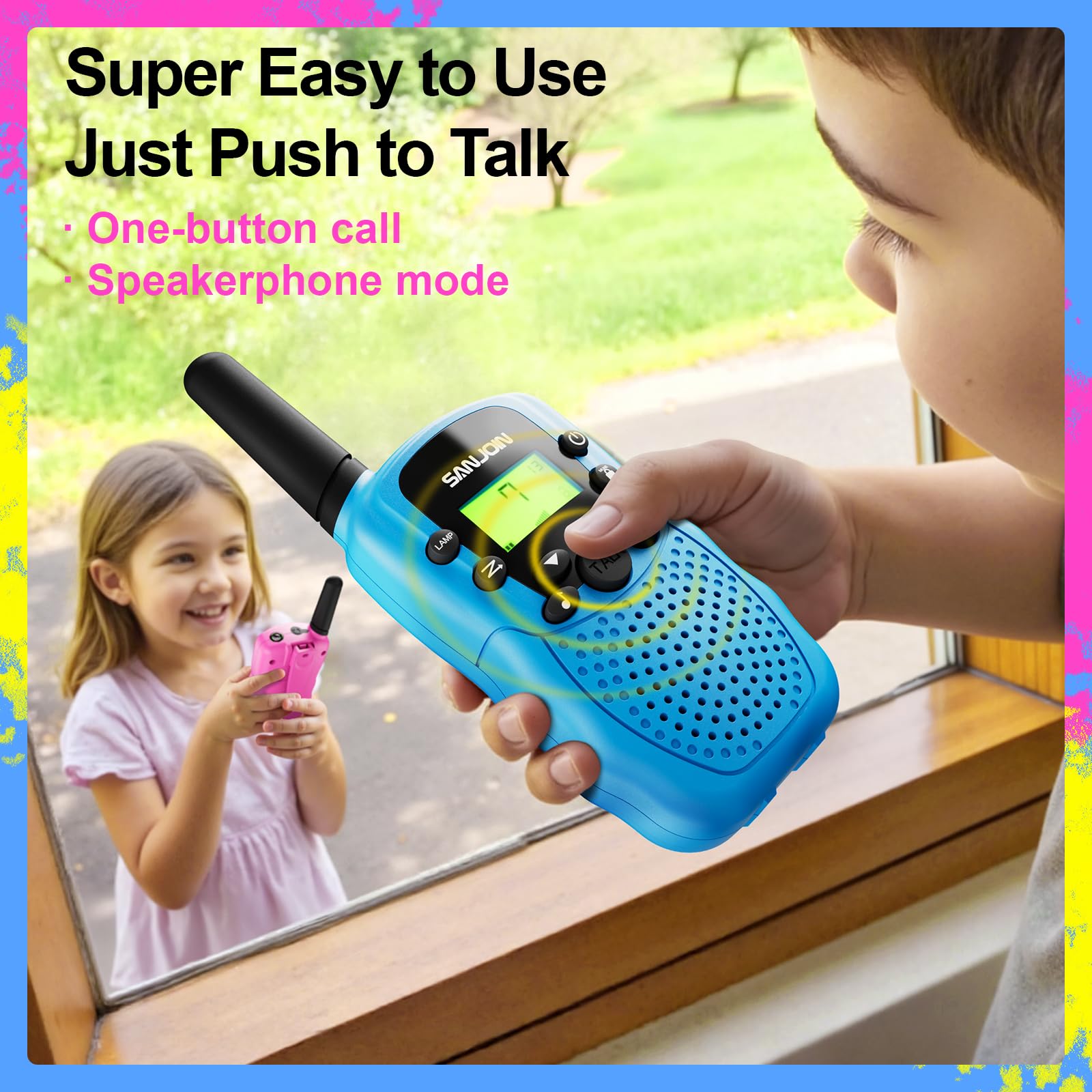 Sanjoin lightweight outdoor communication toys for boys and girls showing ergonomic side grip.