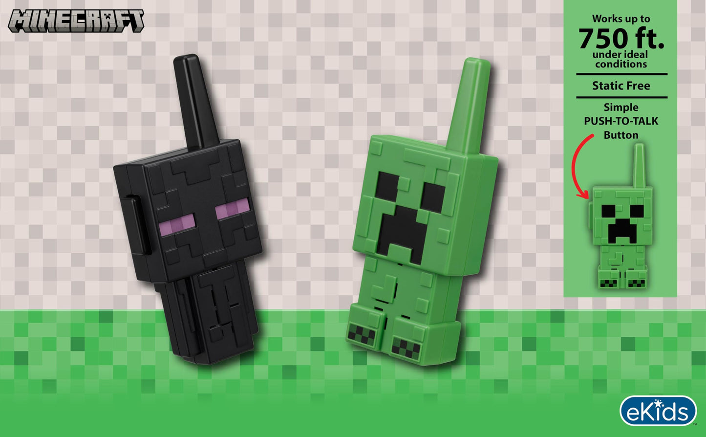 eKids Minecraft kids two way radios showcasing the side push to talk button placement
