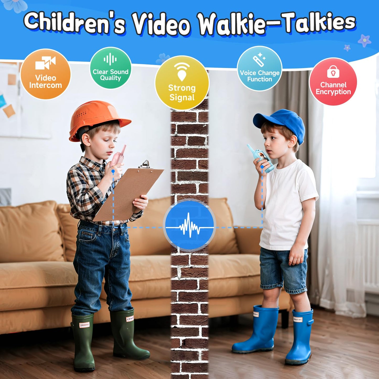 Rear view of the pink kids video communication toy showcasing the secure clip and rechargeable battery compartment
