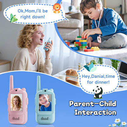 Two pack set of video calling walkie talkies for boys and girls packaged together as an interactive gift item