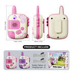 Two pack of children two way radios with hanging lanyards attached