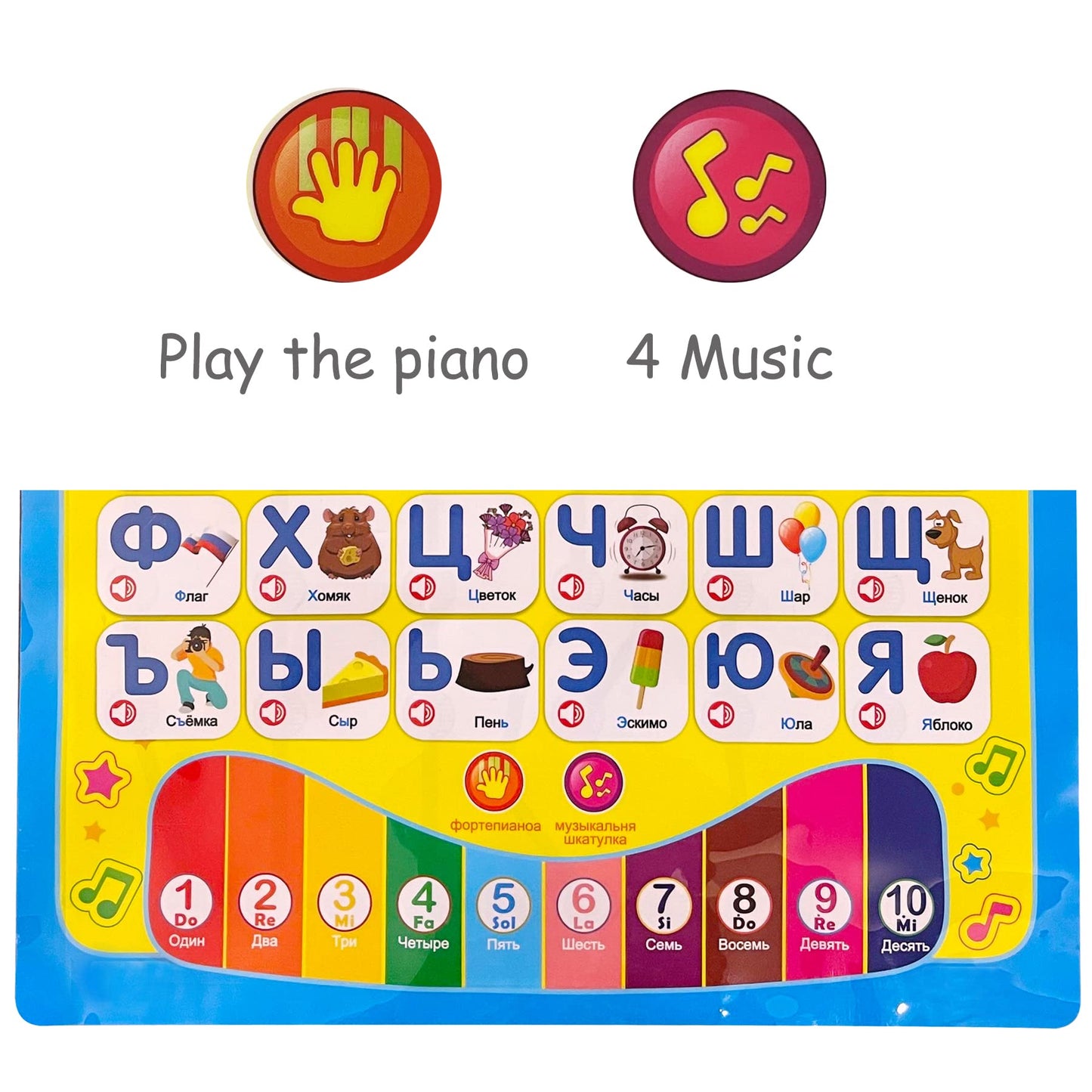 Electronic learning mat display for Russian language practice