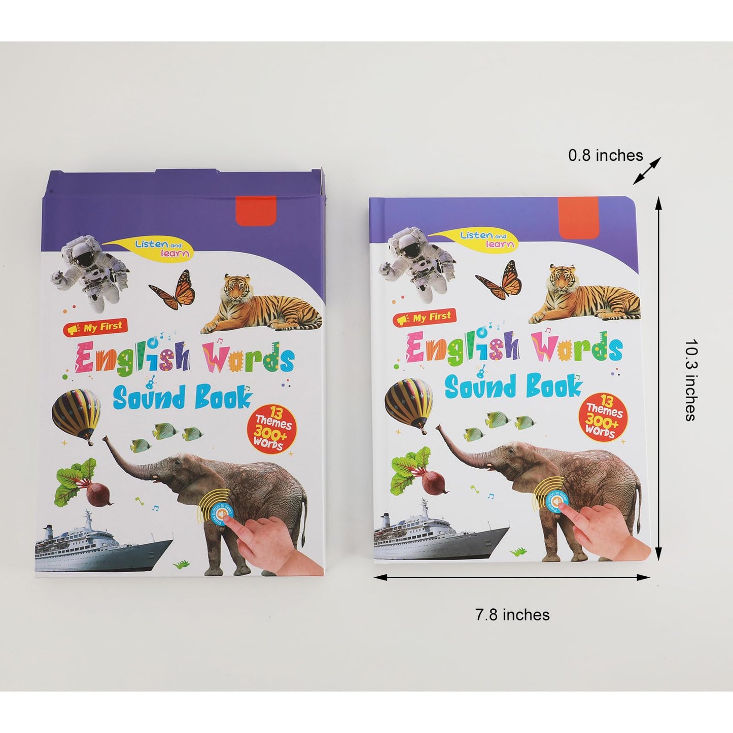 Child using finger to press touch-sensitive audio page in Eolythra book