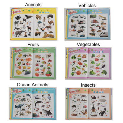 Close up of Eolythra sound book themes showing animals and vehicles