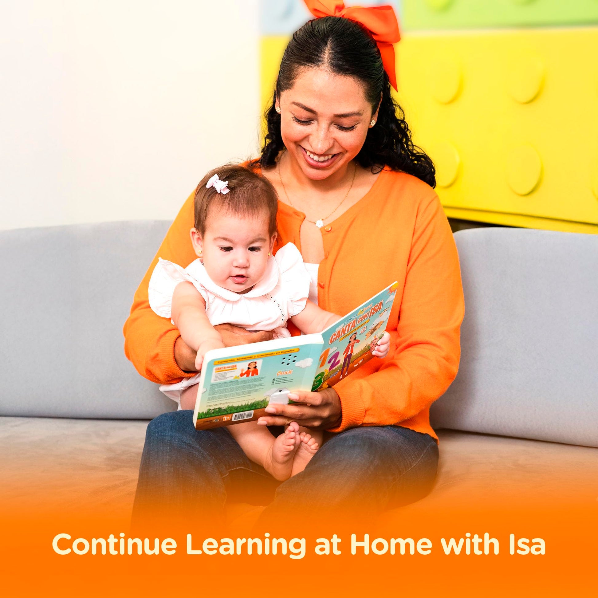 Open pages of Aprende Peque Spanish sound book for toddlers