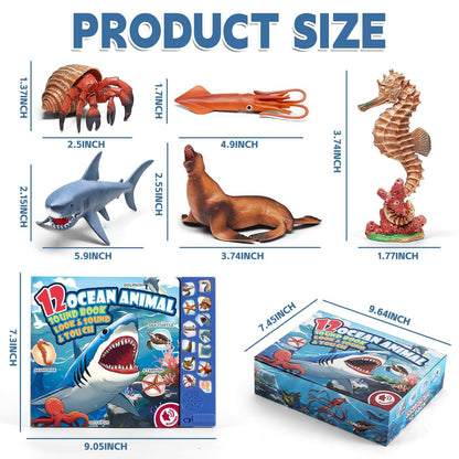 Close up of realistic sea creature plastic figures
