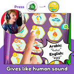 Child using marker pen on the rewritable activity page of ZeenKind learning book.