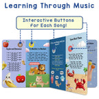 Inside view of Learning Bugs song book showing printed lyrics and illustrations
