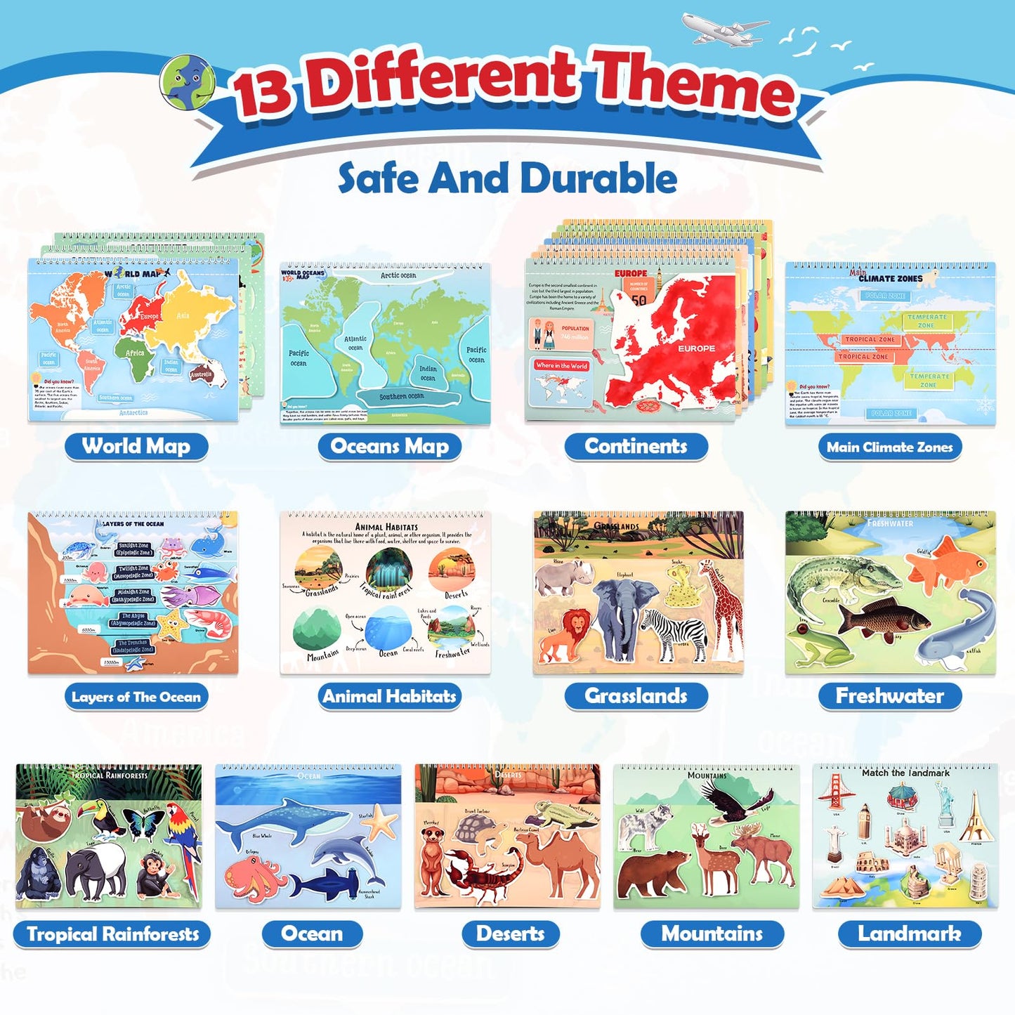 Detailed view of world map page in WethCorp busy book