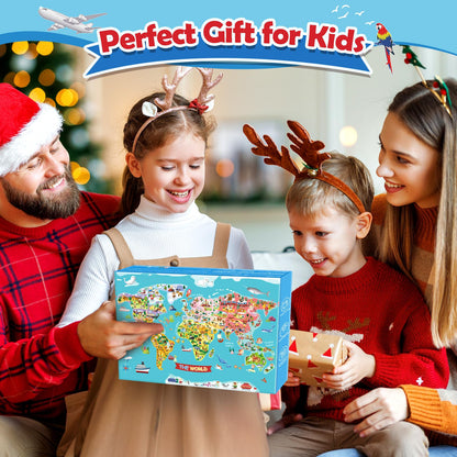 Child learning world geography with WethCorp activity book