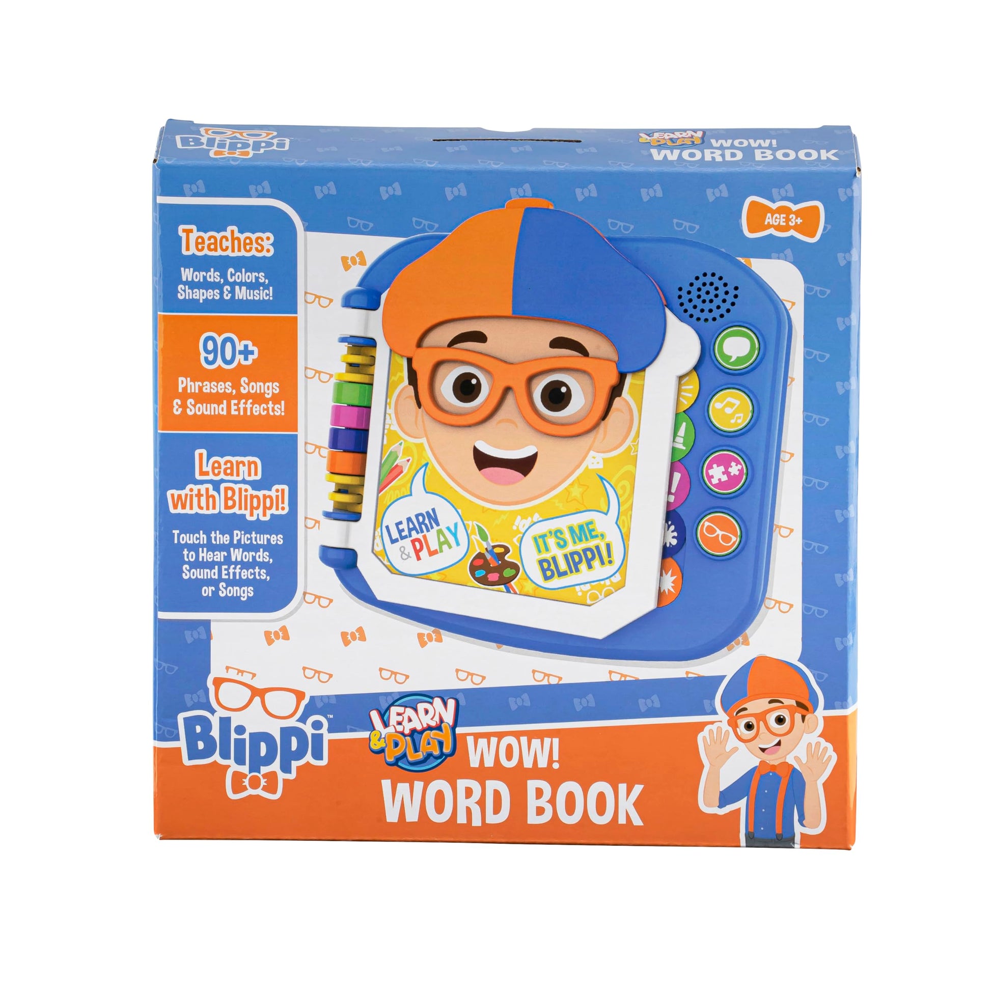 Back view of Ekids Blippi learning toy with battery compartment