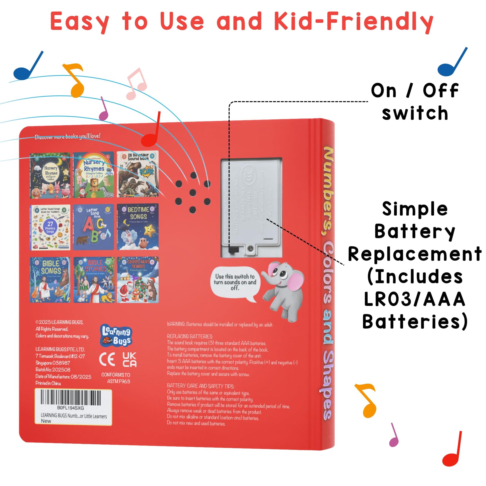 Educational music book for toddlers 1 to 3 years old