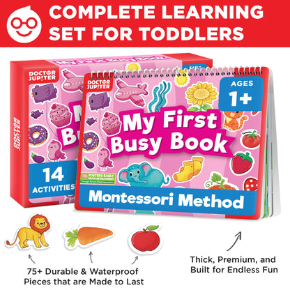 Toddler using Doctor Jupiter Montessori activity binder