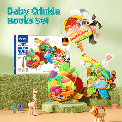 Baby interacting with pullable tails and flaps