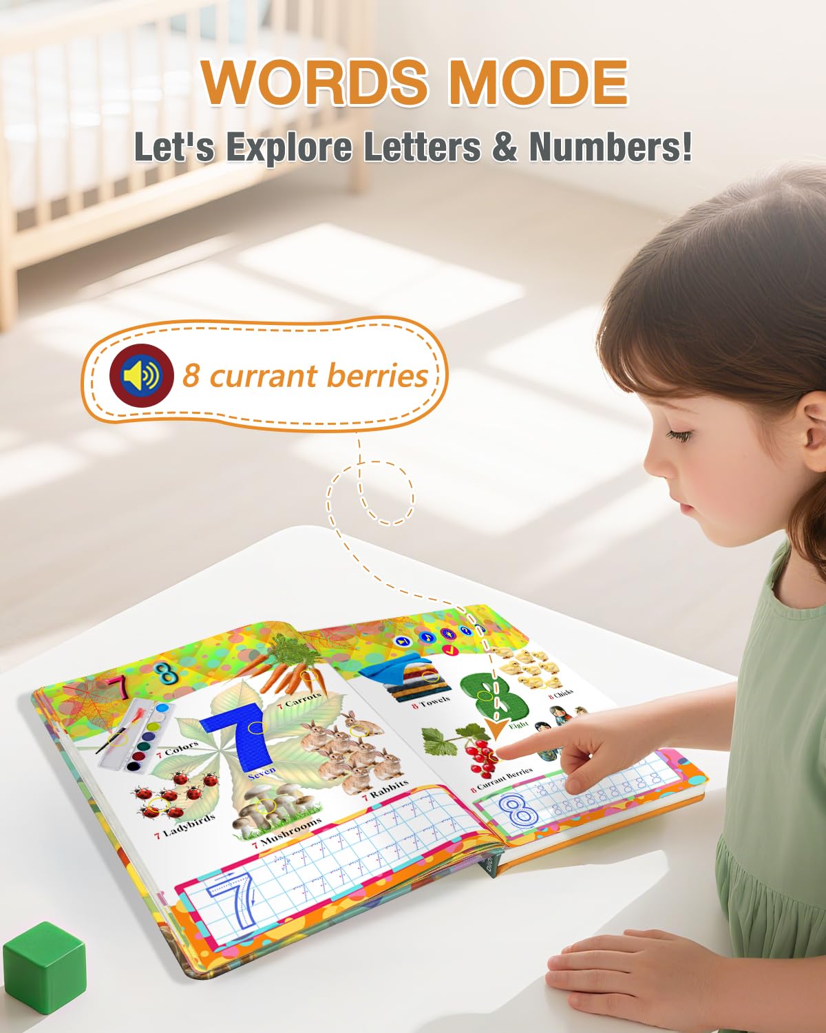 Toddler using Boxiki kids interactive alphabet learning book
