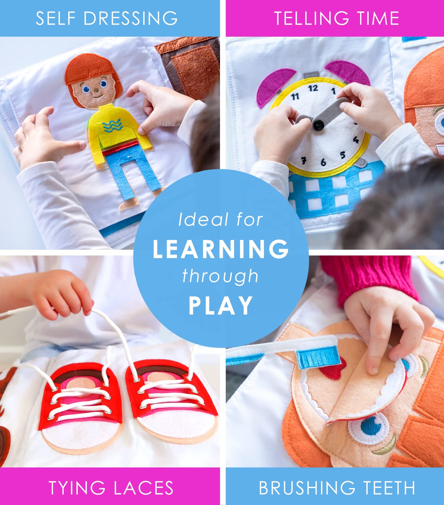 Educational felt toy with removable play pieces