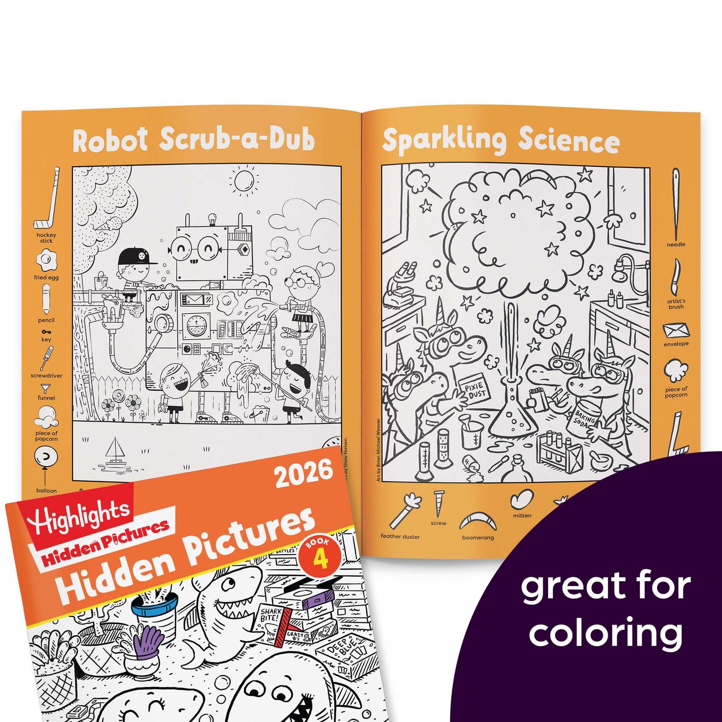 Black and white coloring pages from Highlights book