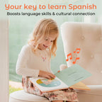 Open pages of Cali's Books bilingual Spanish nursery rhyme book showing lyrics.