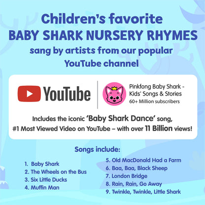 Inside page view of Baby Shark book featuring lyrics and colorful illustrations