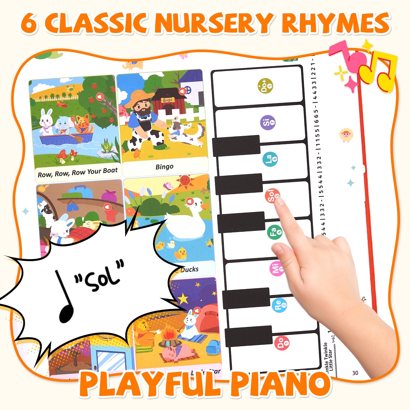 Arnbz educational talking book open showing animal vocabulary page