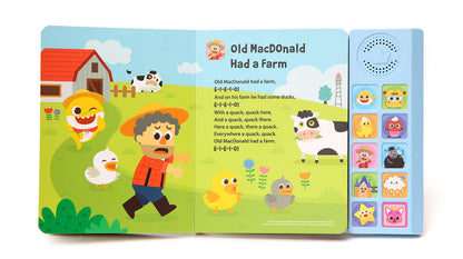 Full set of colorful pages from the Pinkfong nursery rhymes sound book