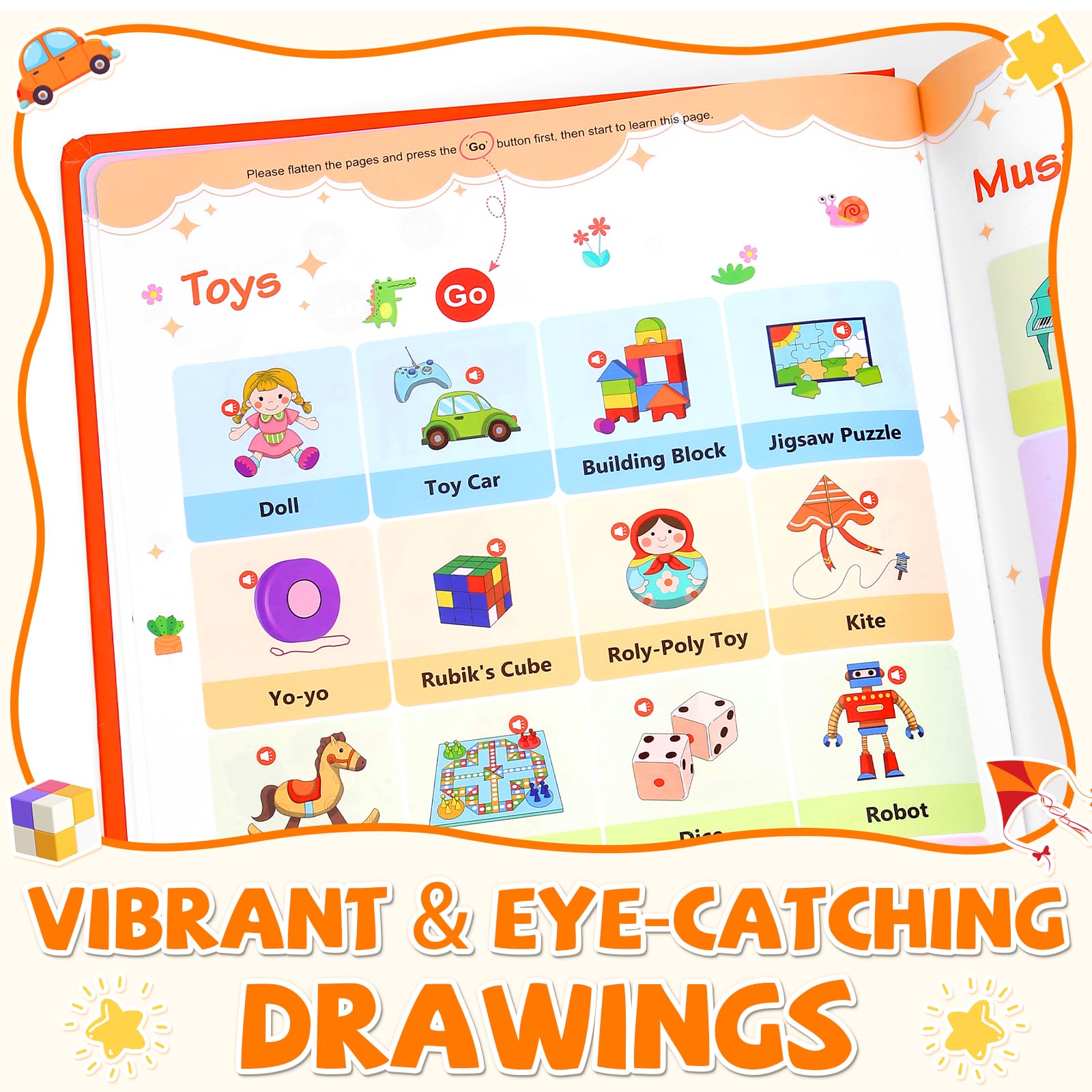 Side profile of durable Arnbz sound book for preschoolers