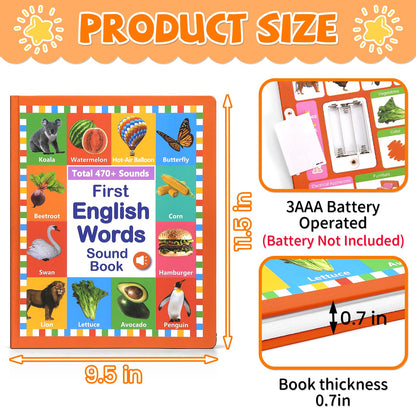 Back cover of Arnbz English learning book with battery compartment
