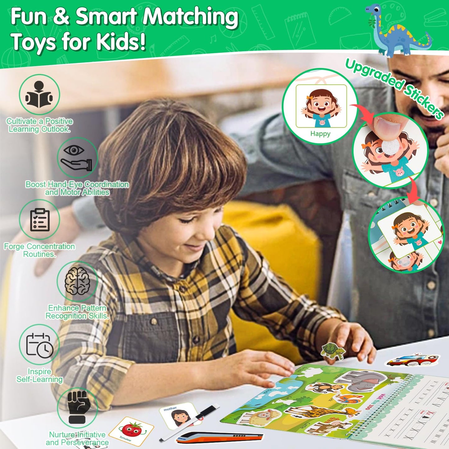 Nashrio Montessori busy book open showing alphabet learning page