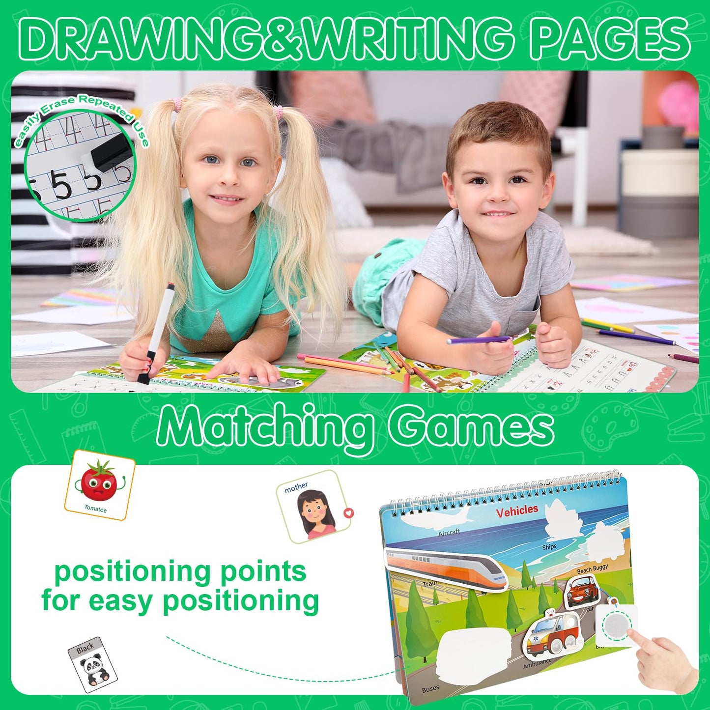 Toddler hands interacting with velcro matching pieces in busy book