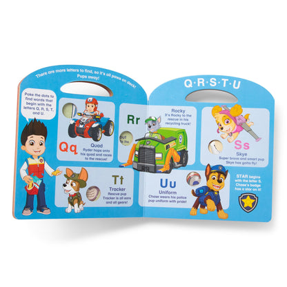 Close up of Melissa & Doug poke-a-dot technology on sturdy board pages