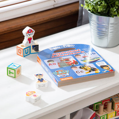 Educational PAW Patrol book layout featuring Marshall and fire truck