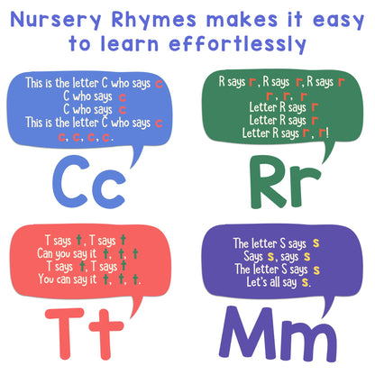 Toddler hands pressing letter buttons on Learning Bugs educational book