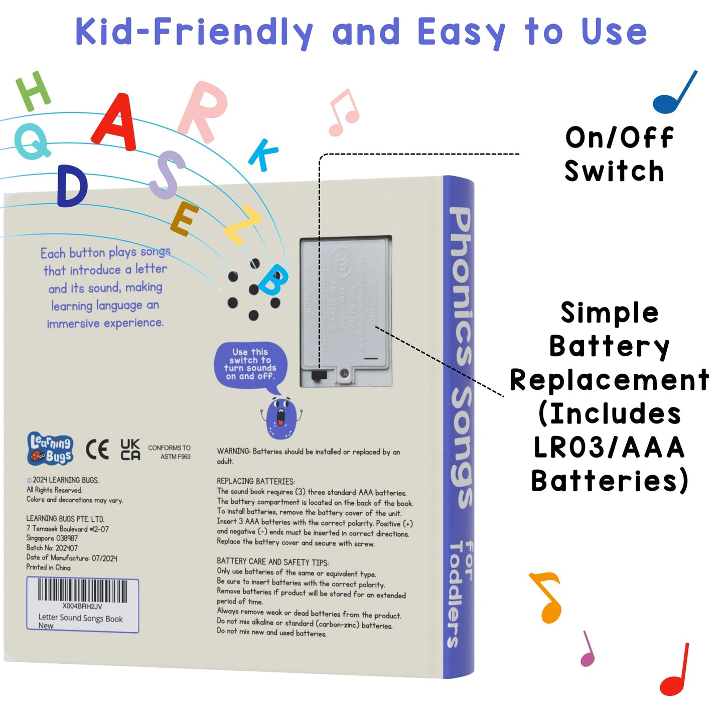 Learning Bugs Phonics Songs Book packaging for gift giving